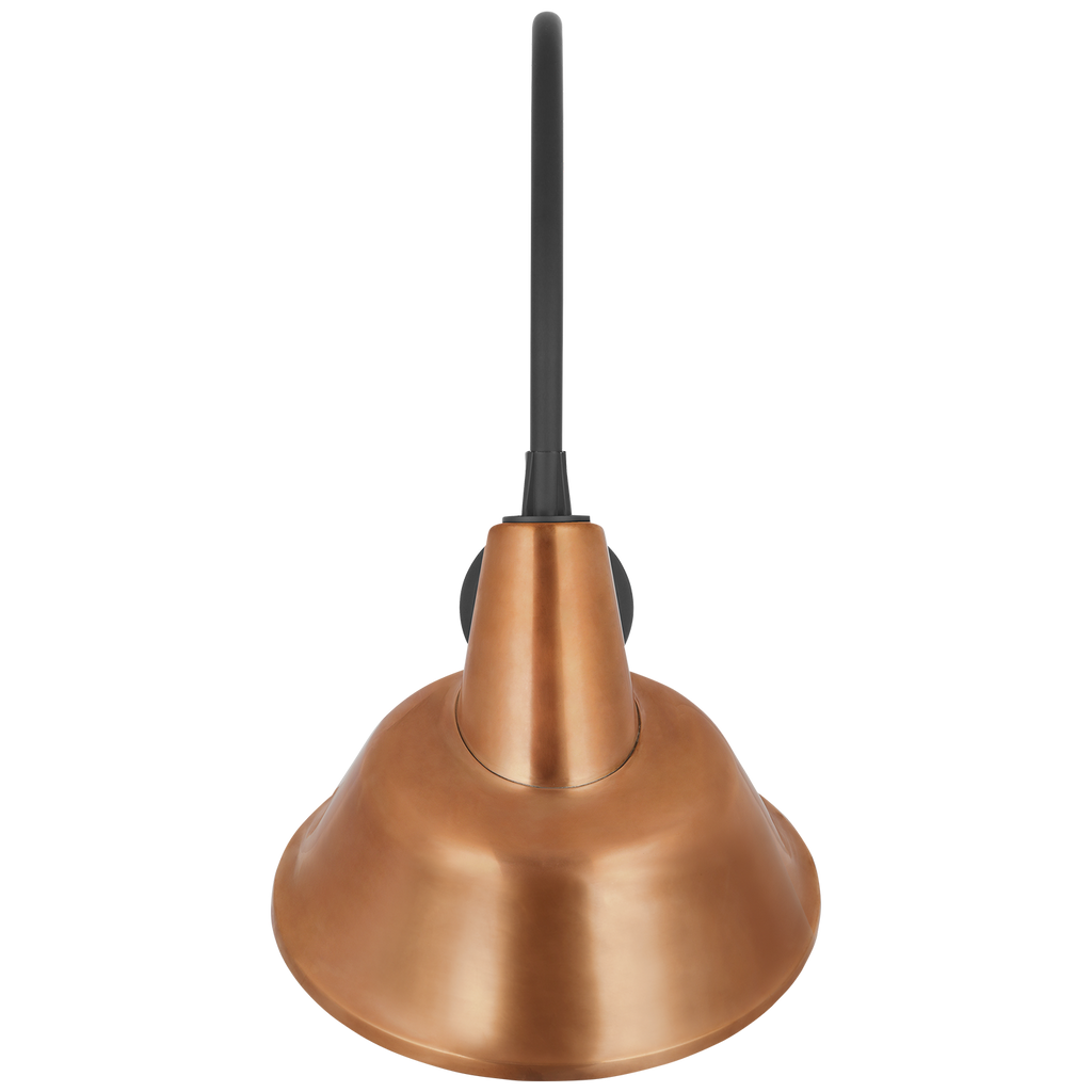 Academy 19.5" Arched Mack Barn Light | Matte Black | 12.5 | 12.5" Soft Copper Tilted Bowers Shade