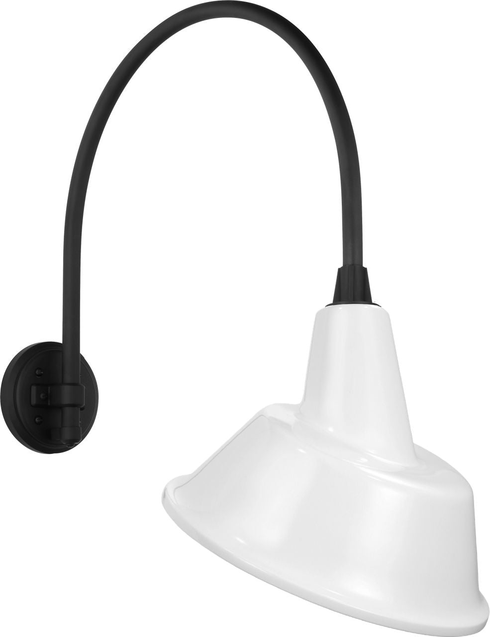 Academy 19.5" Arched Mack Barn Light | Matte Black | 12.5 | 12.5" White Tilted Bowers Shade