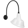 Academy 19.5" Arched Mack Barn Light | Matte Black | 12.5 | 12.5" White Tilted Bowers Shade