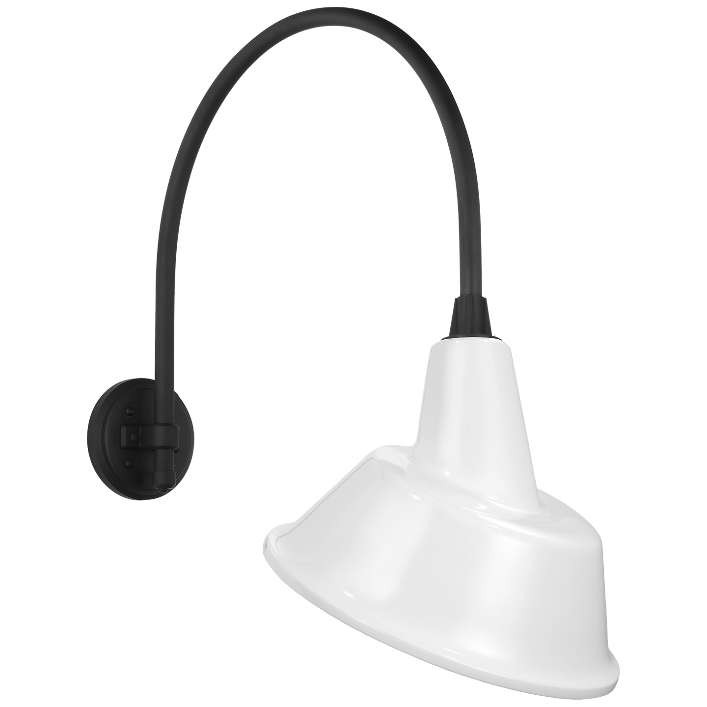 Academy 19.5" Arched Mack Barn Light | Matte Black | 12.5 | 12.5" White Tilted Bowers Shade