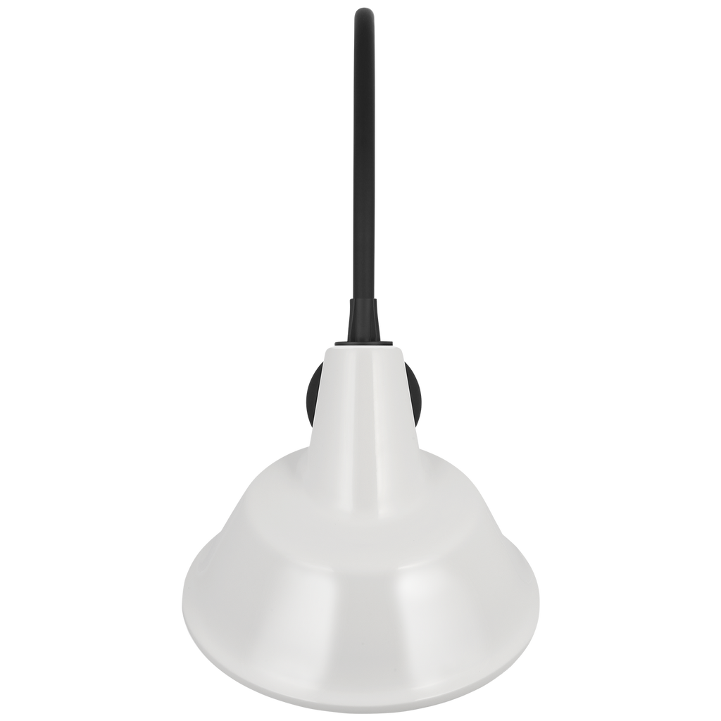 Academy 19.5" Arched Mack Barn Light | Matte Black | 12.5 | 12.5" White Tilted Bowers Shade