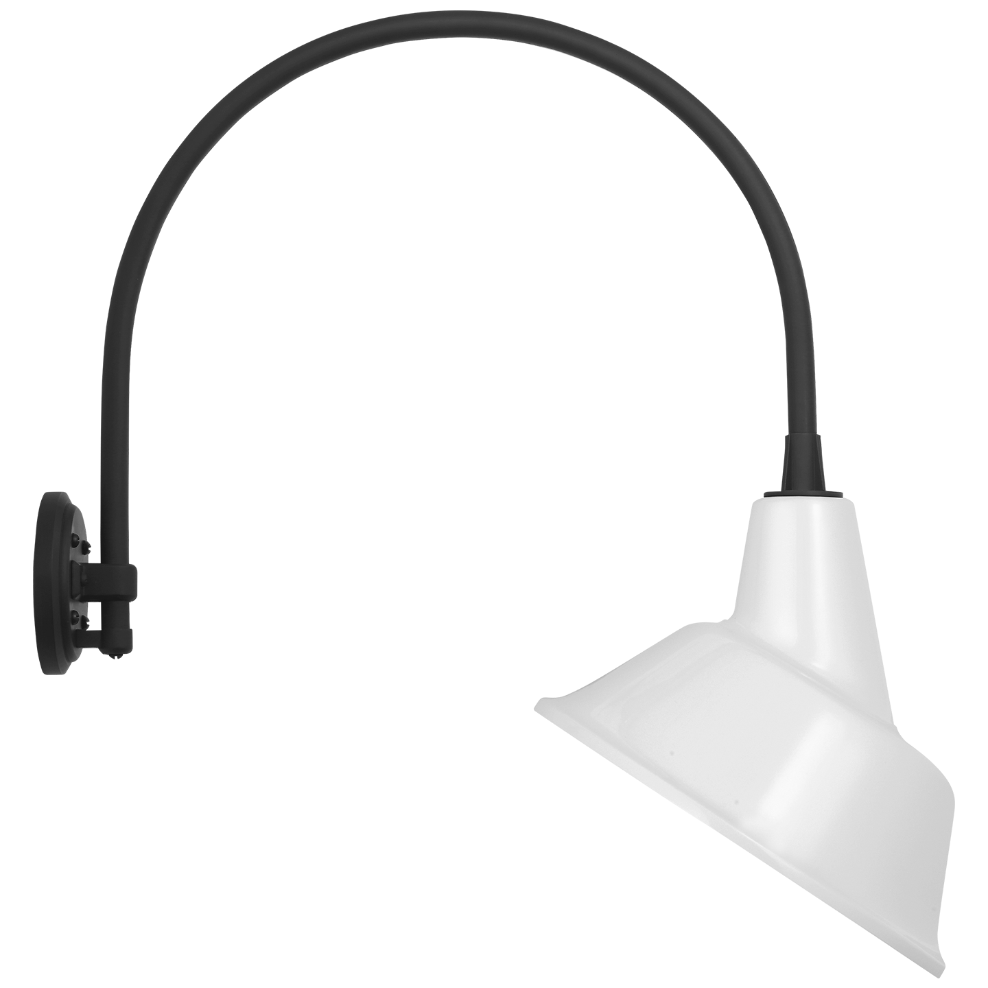 Academy 19.5" Arched Mack Barn Light | Matte Black | 12.5 | 12.5" White Tilted Bowers Shade