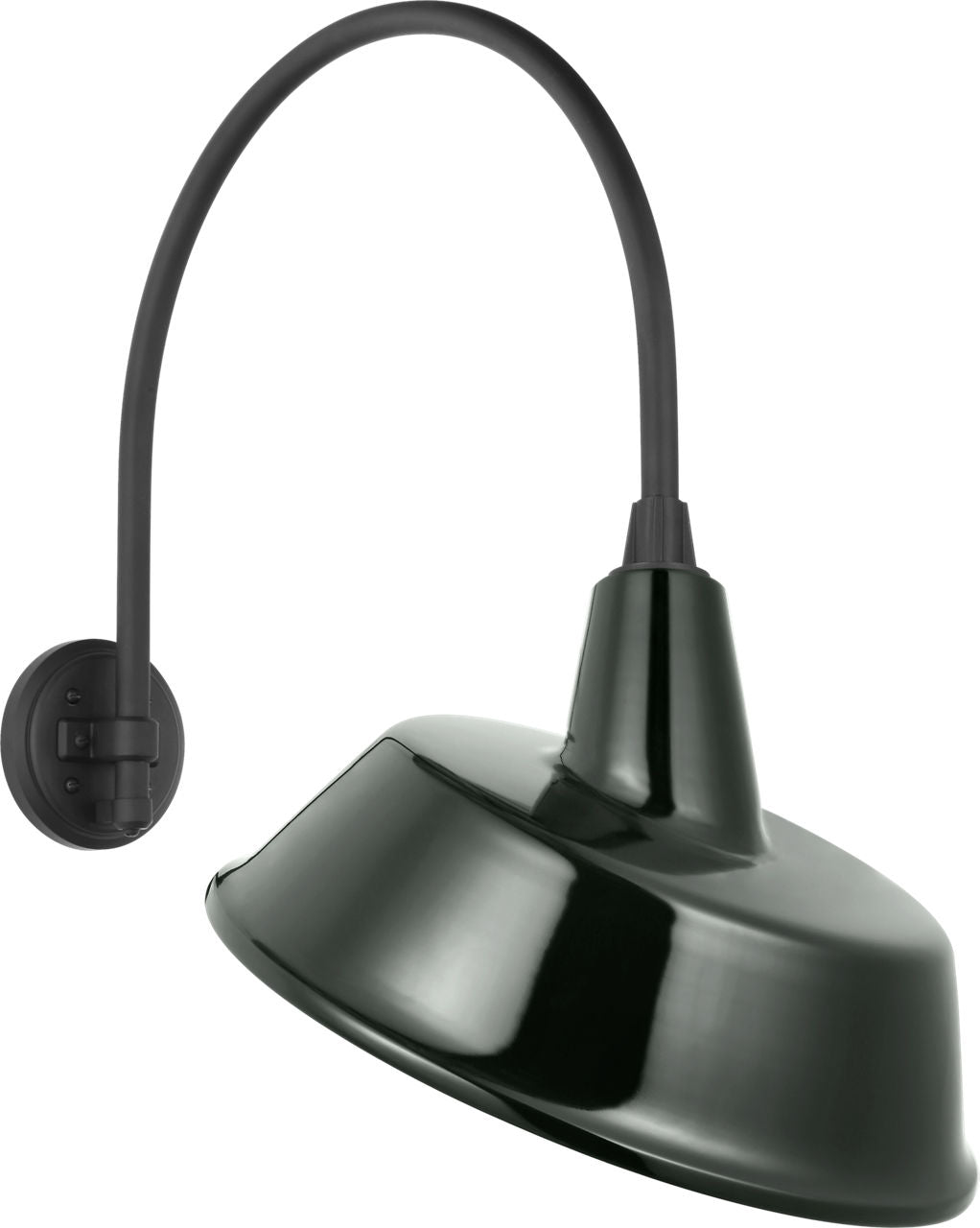 Academy 19.5" Arched Mack Barn Light | Matte Black | 16 | 16" Green Tilted Bowers Shade