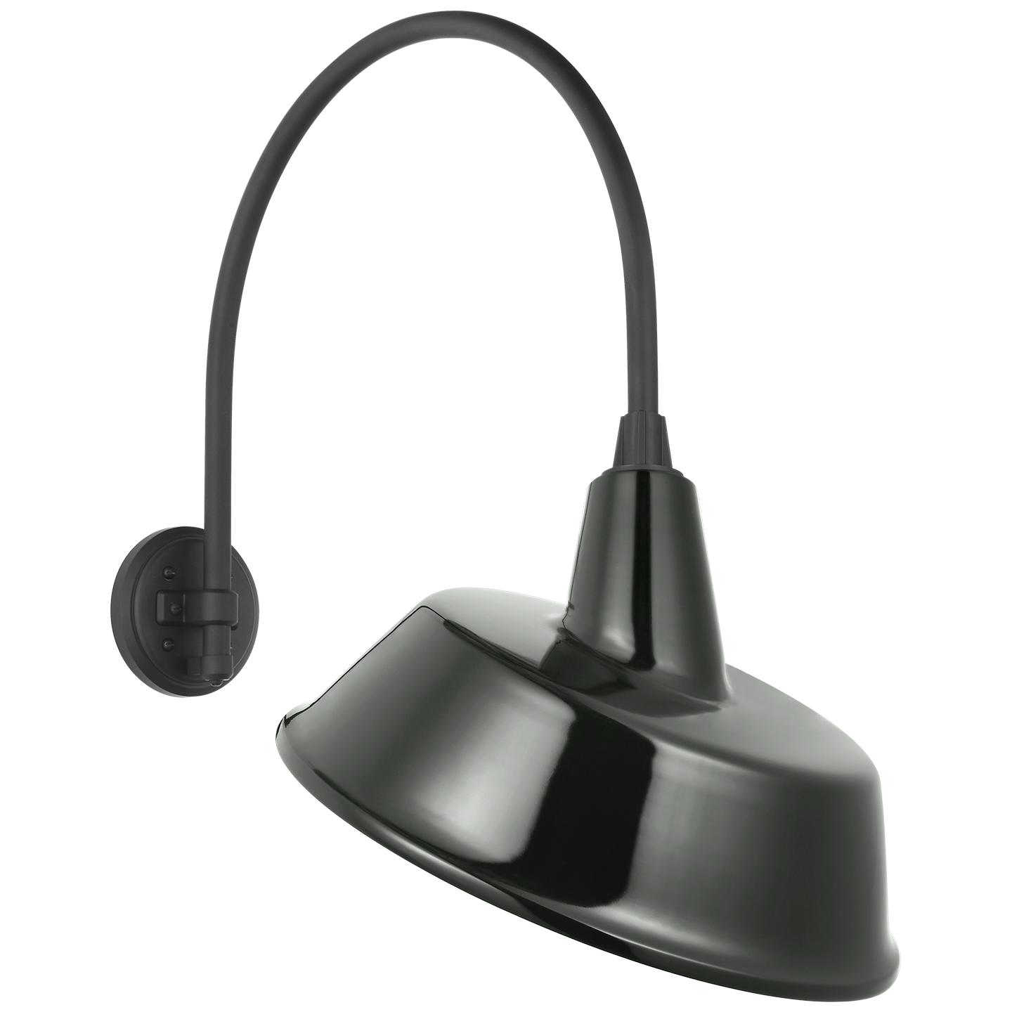 Academy 19.5" Arched Mack Barn Light | Matte Black | 16 | 16" Green Tilted Bowers Shade