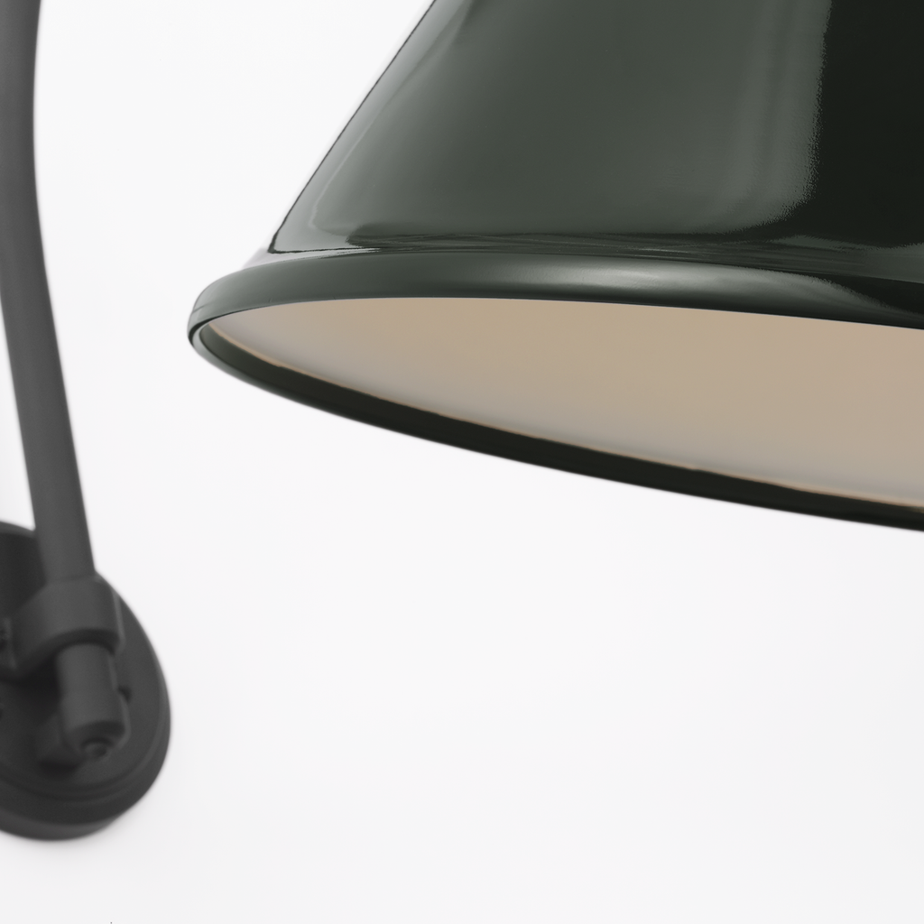 Academy 19.5" Arched Mack Barn Light | Matte Black | 16 | 16" Green Tilted Bowers Shade