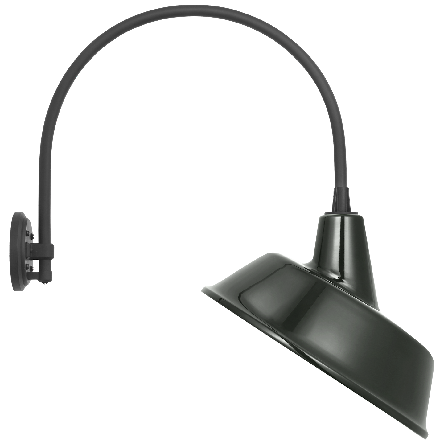 Academy 19.5" Arched Mack Barn Light | Matte Black | 16 | 16" Green Tilted Bowers Shade