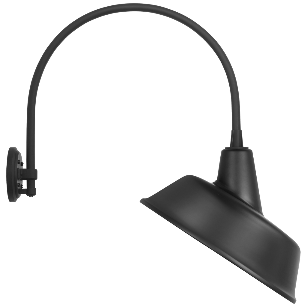 Academy 19.5" Arched Mack Barn Light | Matte Black | 16 | 16" Matte Black Tilted Bowers Shade