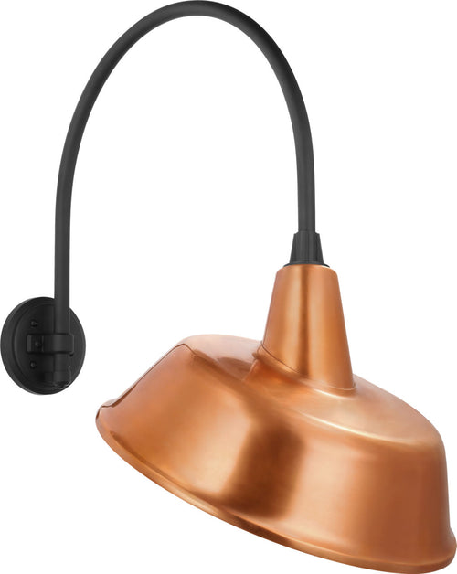 Academy 19.5" Arched Mack Barn Light | Matte Black | 16 | 16" Soft Copper Tilted Bowers Shade