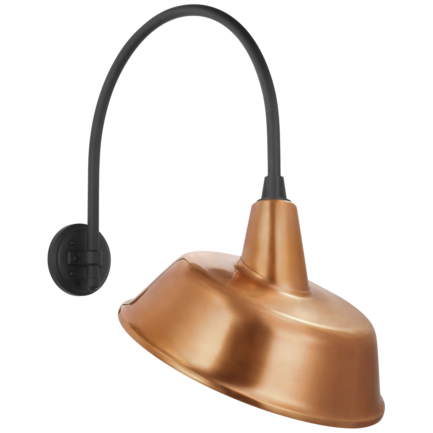 Academy 19.5" Arched Mack Barn Light | Matte Black | 16 | 16" Soft Copper Tilted Bowers Shade