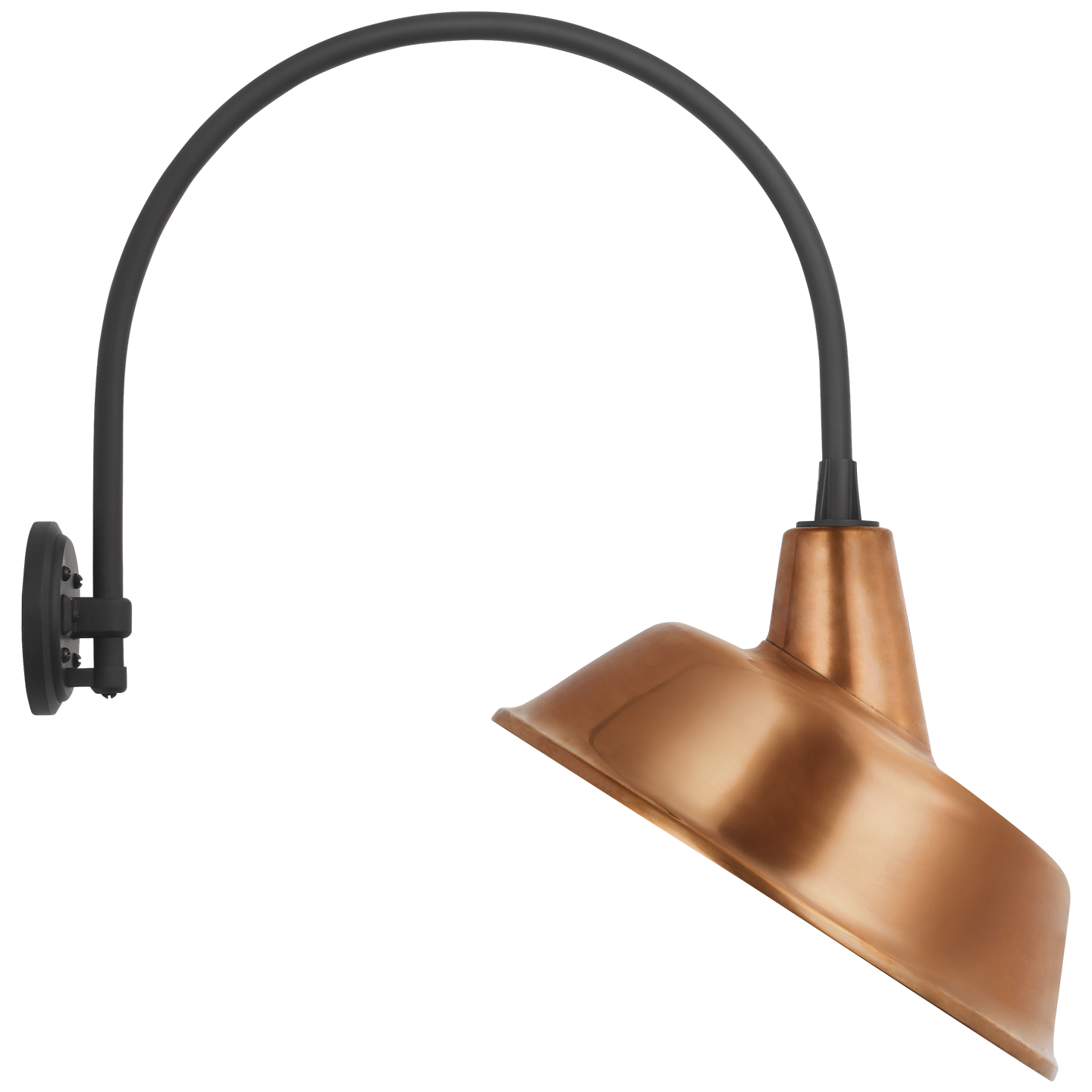 Academy 19.5" Arched Mack Barn Light | Matte Black | 16 | 16" Soft Copper Tilted Bowers Shade