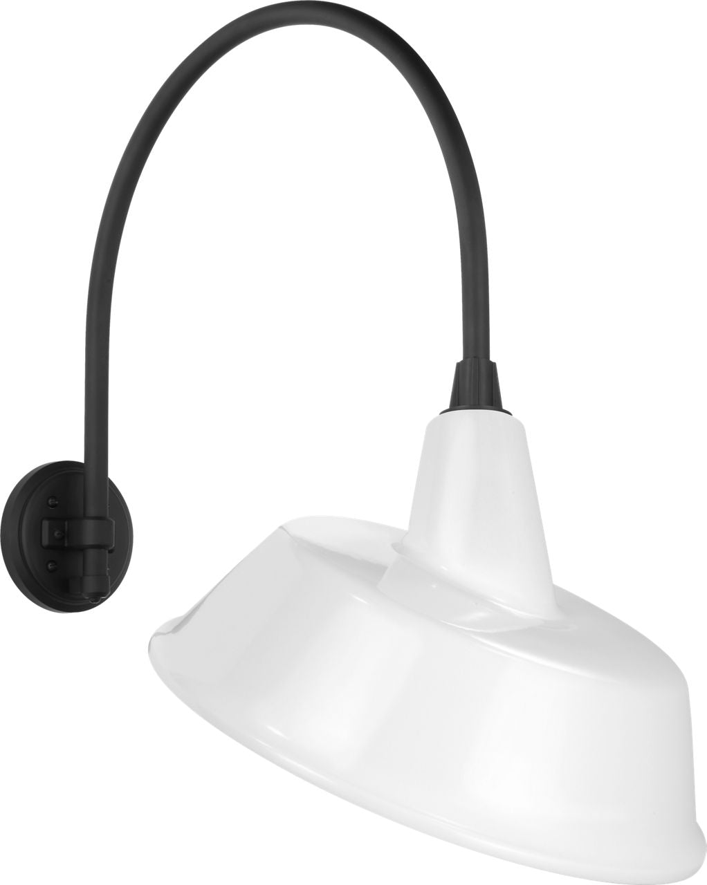 Academy 19.5" Arched Mack Barn Light | Matte Black | 16 | 16" White Tilted Bowers Shade