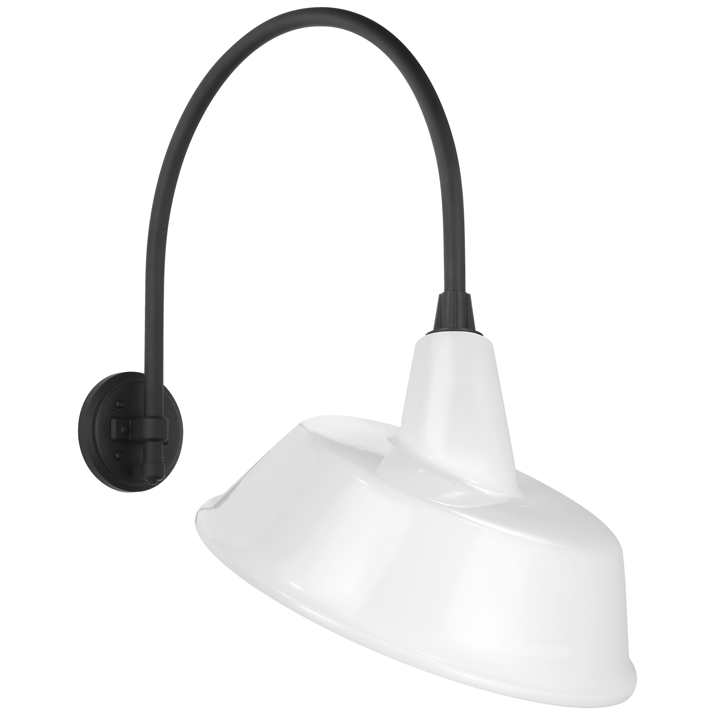 Academy 19.5" Arched Mack Barn Light | Matte Black | 16 | 16" White Tilted Bowers Shade
