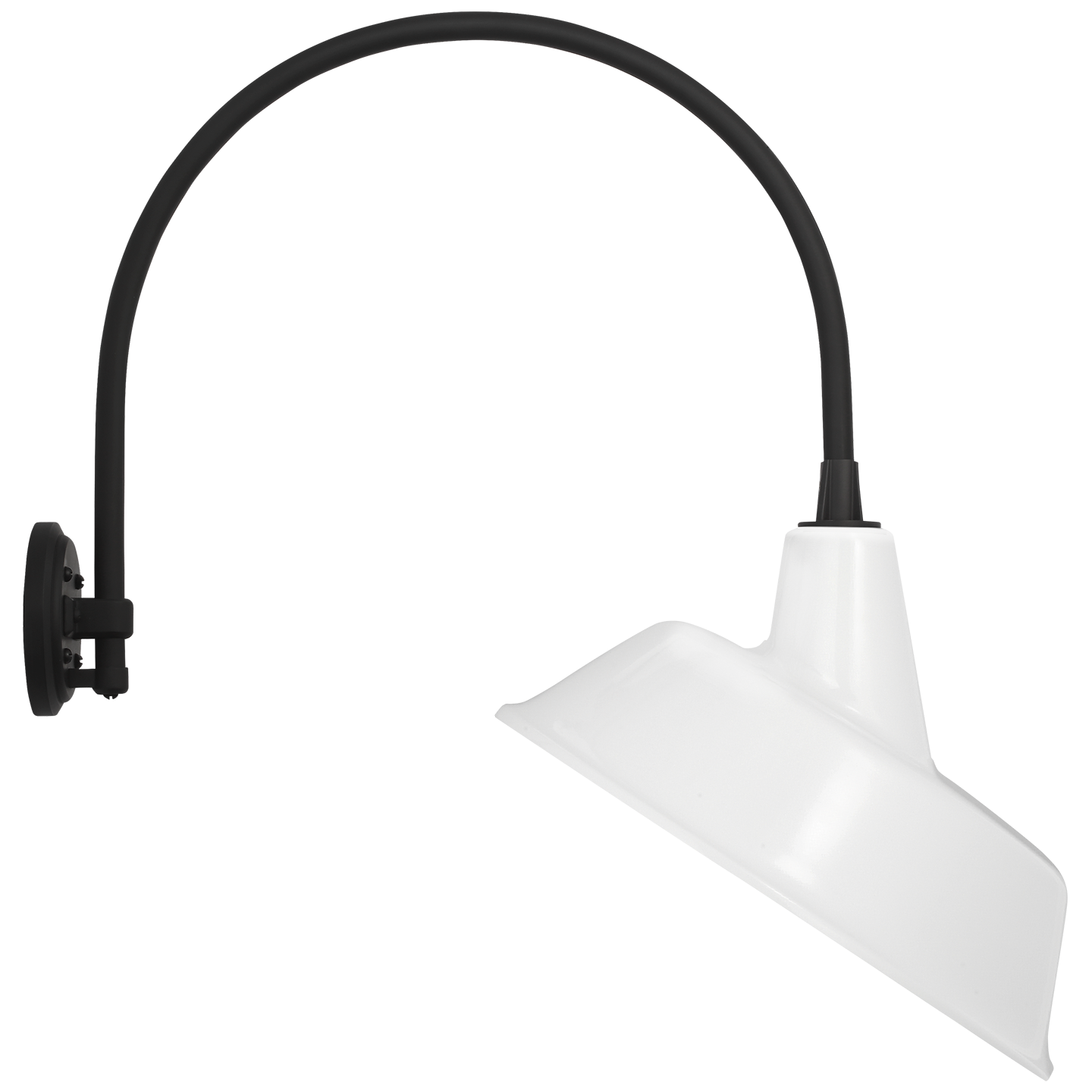 Academy 19.5" Arched Mack Barn Light | Matte Black | 16 | 16" White Tilted Bowers Shade