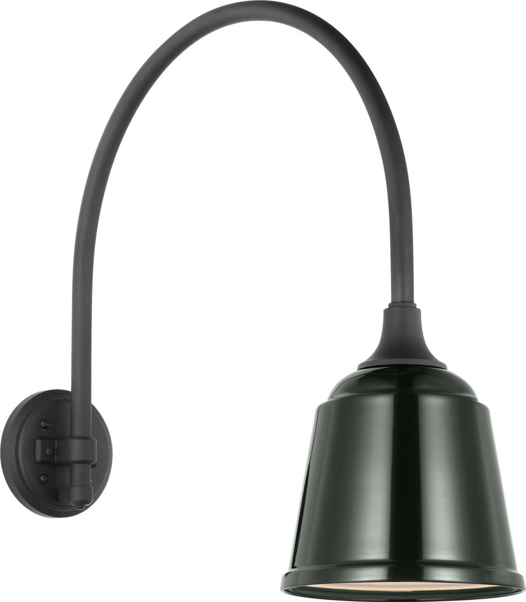 Academy 19.5" Arched Mack Barn Light | Matte Black | 8 | 8" Green Rockhouse Shade