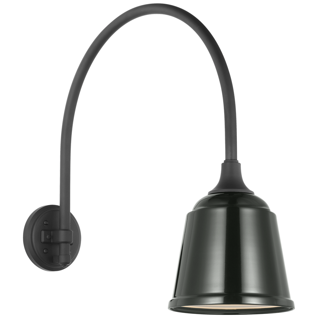 Academy 19.5" Arched Mack Barn Light | Matte Black | 8 | 8" Green Rockhouse Shade