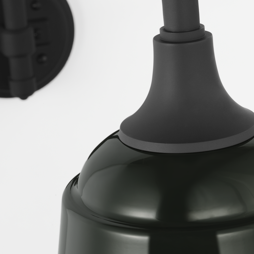 Academy 19.5" Arched Mack Barn Light | Matte Black | 8 | 8" Green Rockhouse Shade