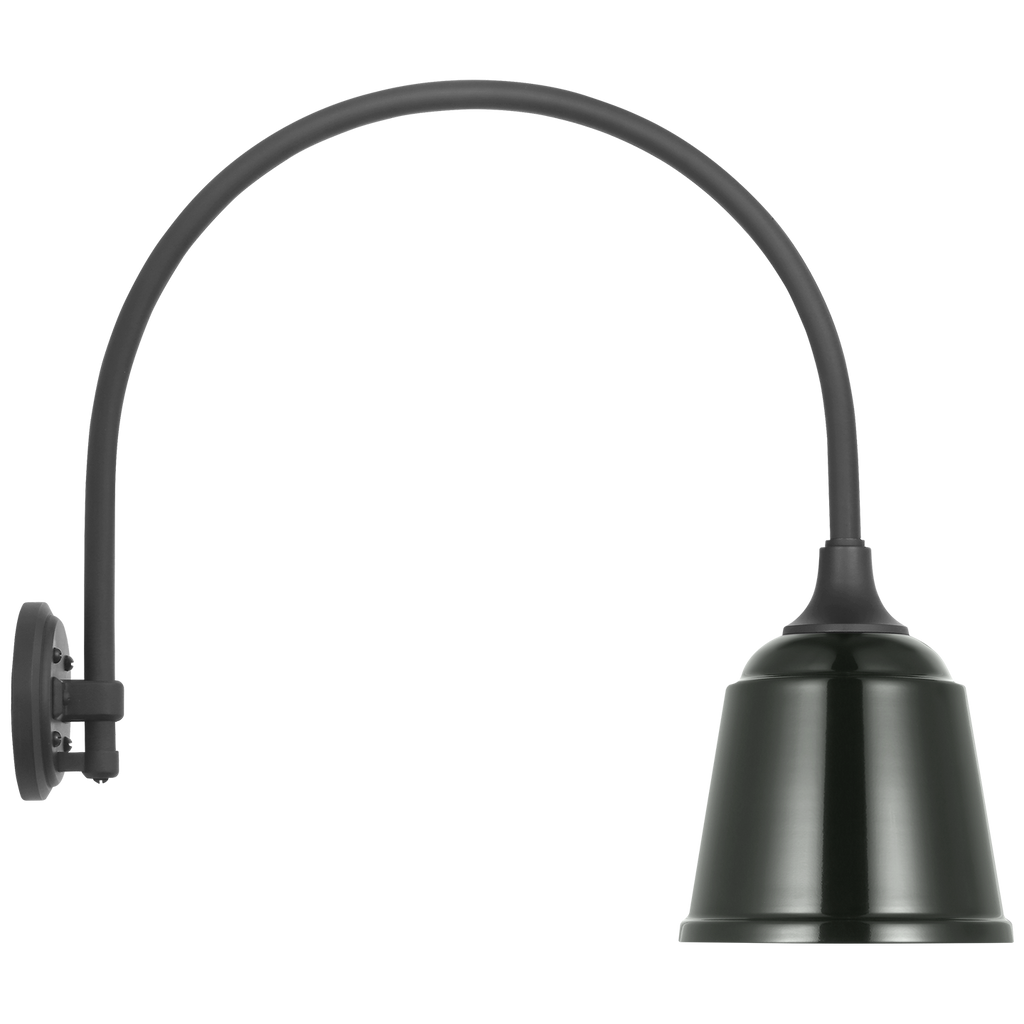 Academy 19.5" Arched Mack Barn Light | Matte Black | 8 | 8" Green Rockhouse Shade