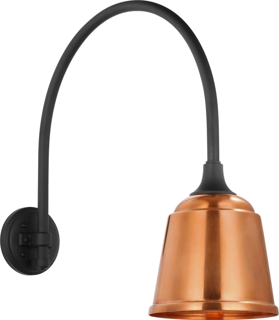 Academy 19.5" Arched Mack Barn Light | Matte Black | 8 | 8" Soft Copper Rockhouse Shade