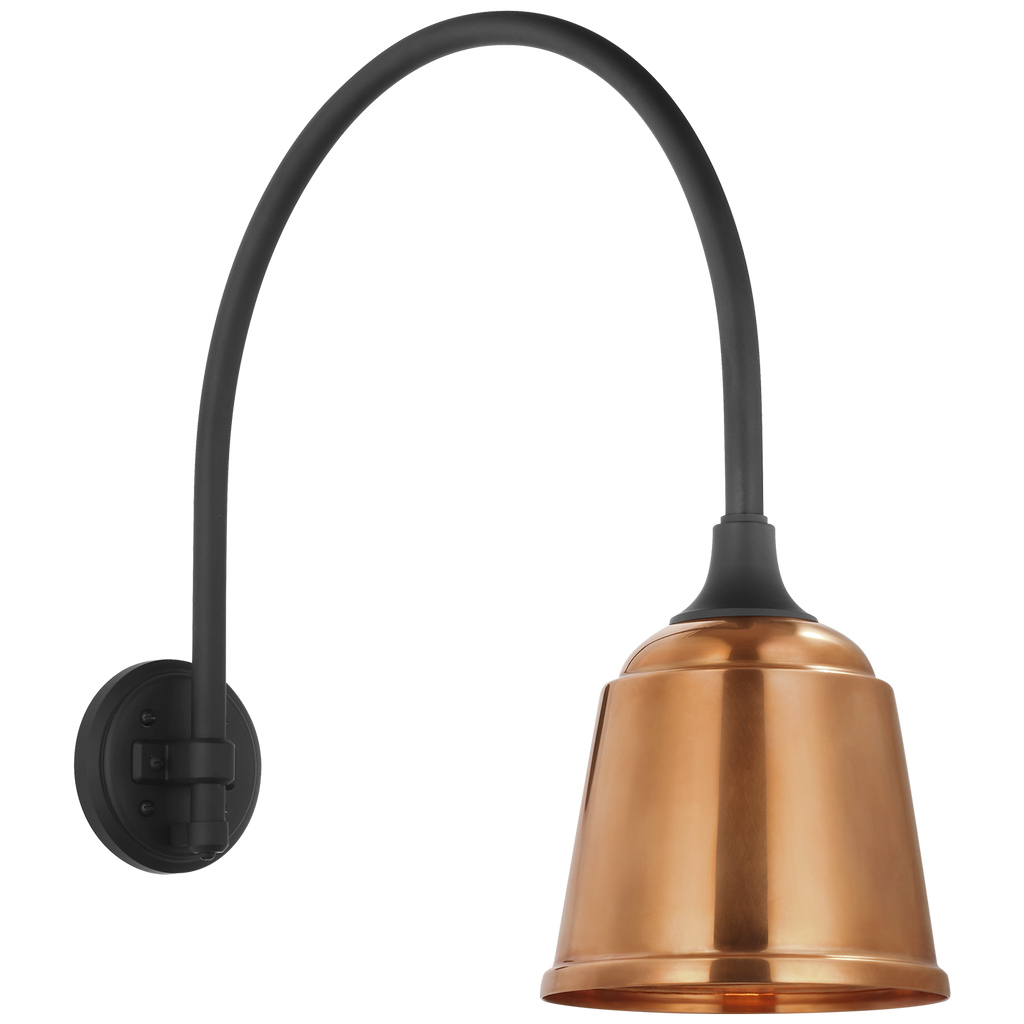 Academy 19.5" Arched Mack Barn Light | Matte Black | 8 | 8" Soft Copper Rockhouse Shade