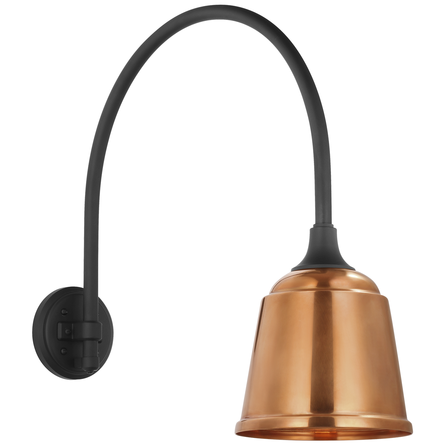 Academy 19.5" Arched Mack Barn Light | Matte Black | 8 | 8" Soft Copper Rockhouse Shade