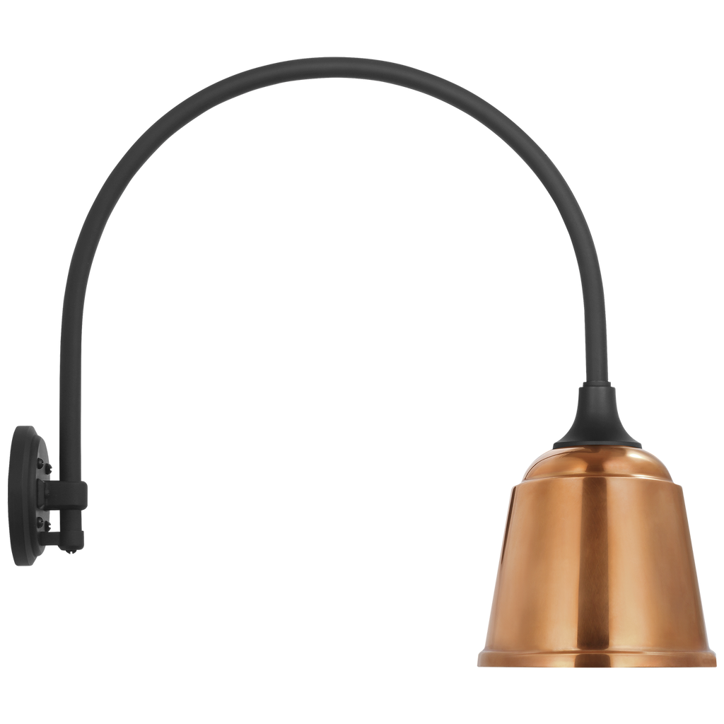 Academy 19.5" Arched Mack Barn Light | Matte Black | 8 | 8" Soft Copper Rockhouse Shade