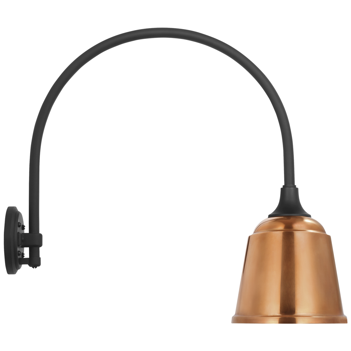 Academy 19.5" Arched Mack Barn Light | Matte Black | 8 | 8" Soft Copper Rockhouse Shade
