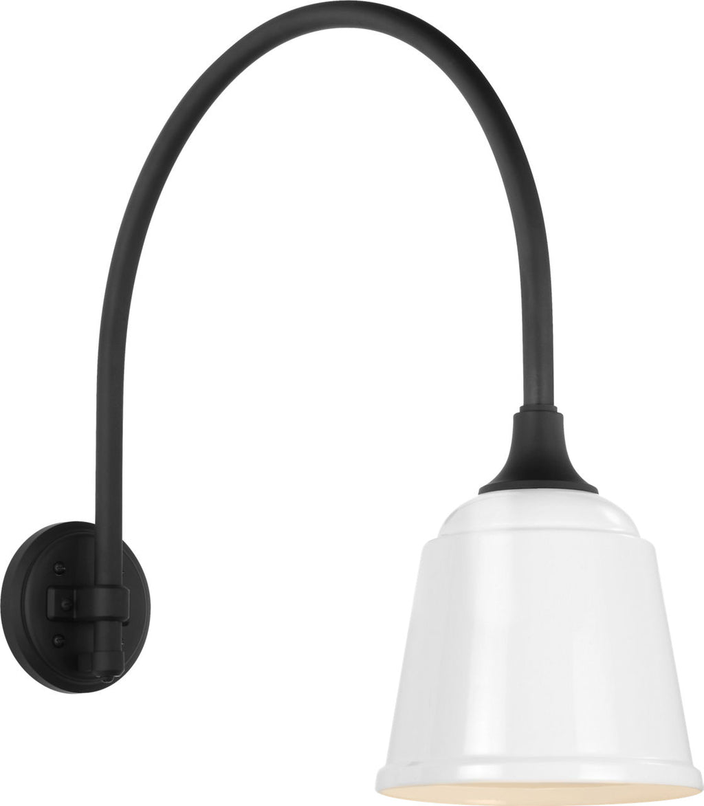 Academy 19.5" Arched Mack Barn Light | Matte Black | 8 | 8" White Rockhouse Shade