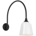 Academy 19.5" Arched Mack Barn Light | Matte Black | 8 | 8" White Rockhouse Shade