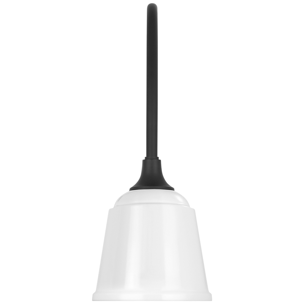 Academy 19.5" Arched Mack Barn Light | Matte Black | 8 | 8" White Rockhouse Shade