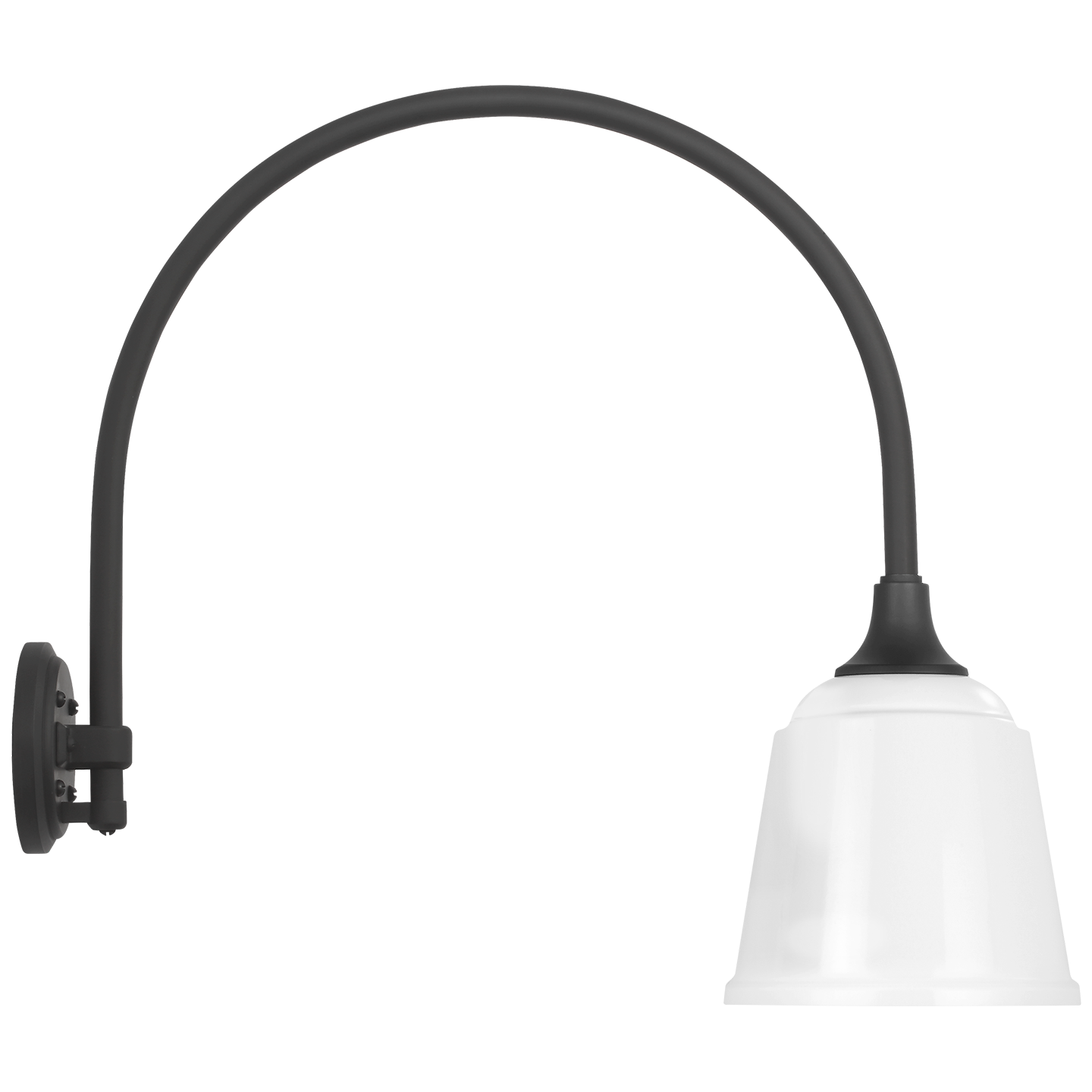 Academy 19.5" Arched Mack Barn Light | Matte Black | 8 | 8" White Rockhouse Shade