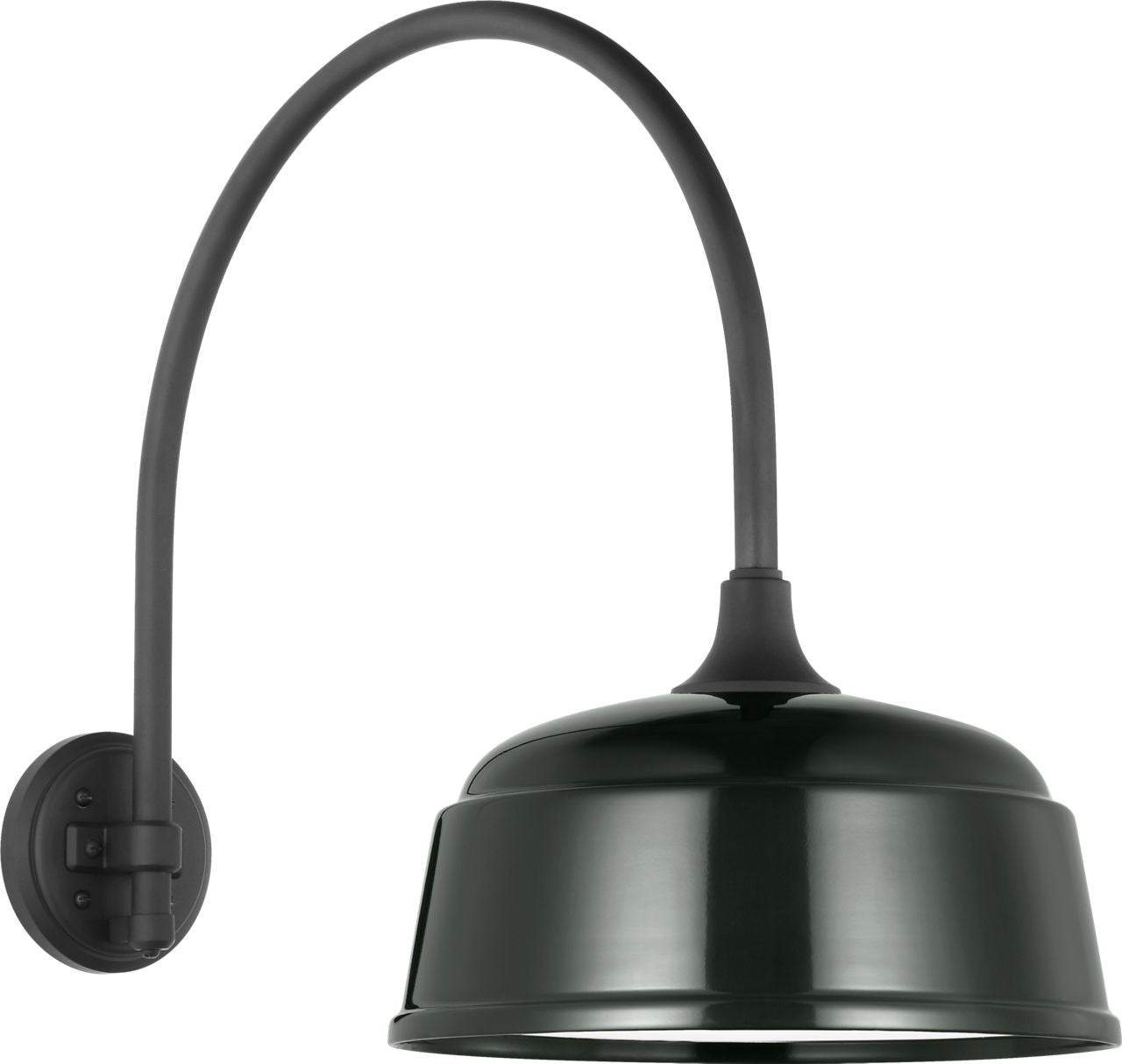 Academy 19.5" Arched Mack Barn Light | Matte Black | 12.5 | 12.5" Green Rockhouse Shade