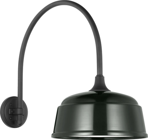 Academy 19.5" Arched Mack Barn Light | Matte Black | 12.5 | 12.5" Green Rockhouse Shade
