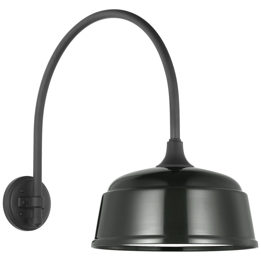 Academy 19.5" Arched Mack Barn Light | Matte Black | 12.5 | 12.5" Green Rockhouse Shade