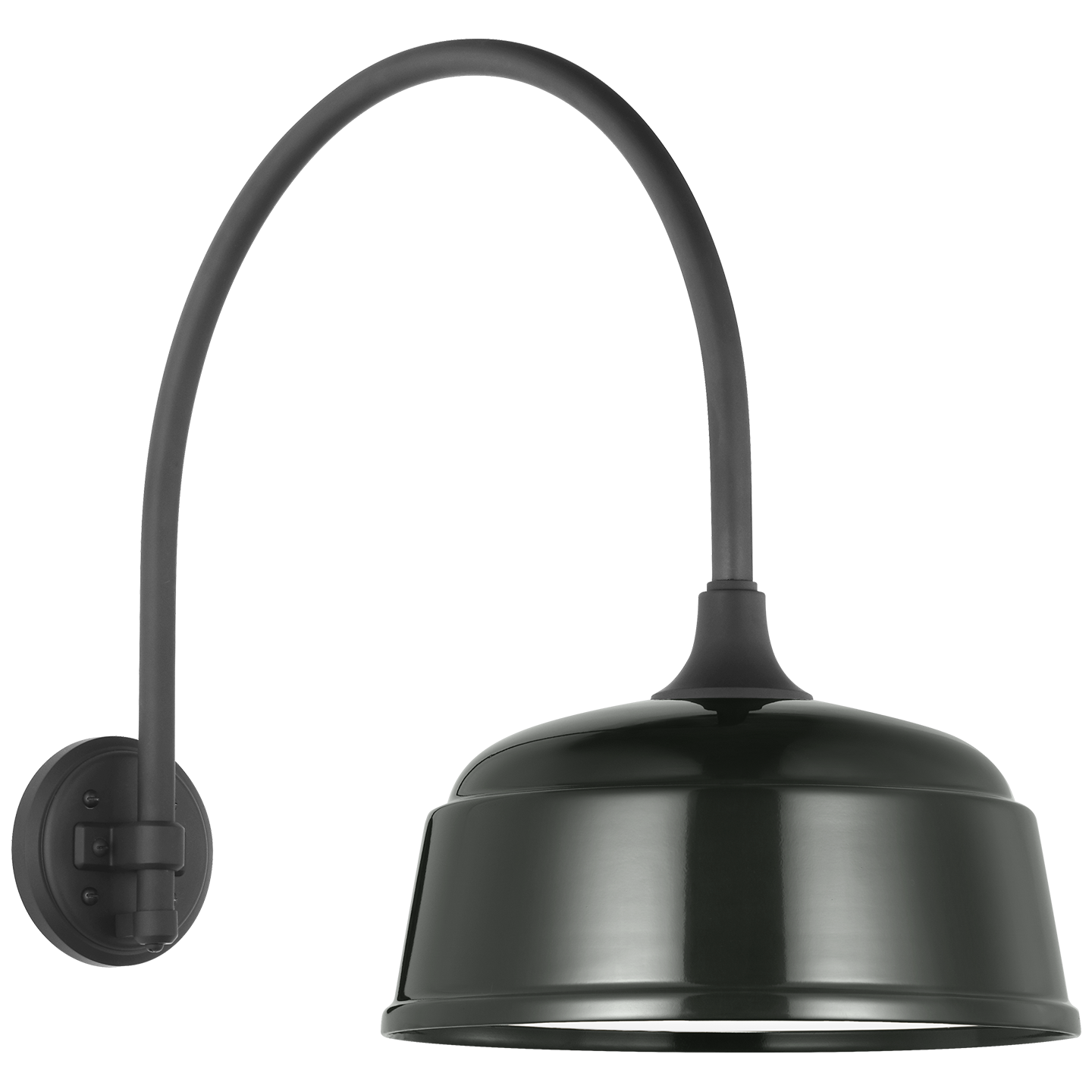 Academy 19.5" Arched Mack Barn Light | Matte Black | 12.5 | 12.5" Green Rockhouse Shade
