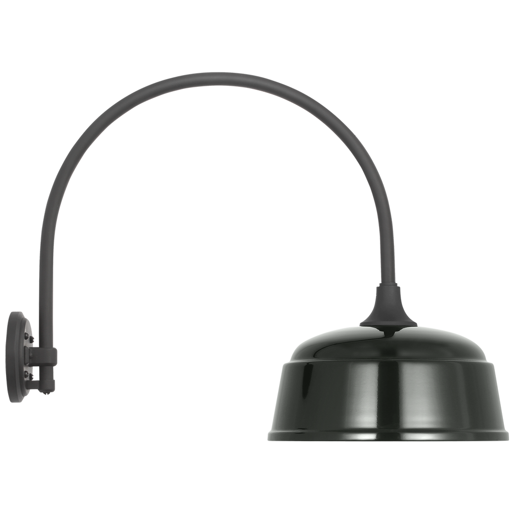 Academy 19.5" Arched Mack Barn Light | Matte Black | 12.5 | 12.5" Green Rockhouse Shade