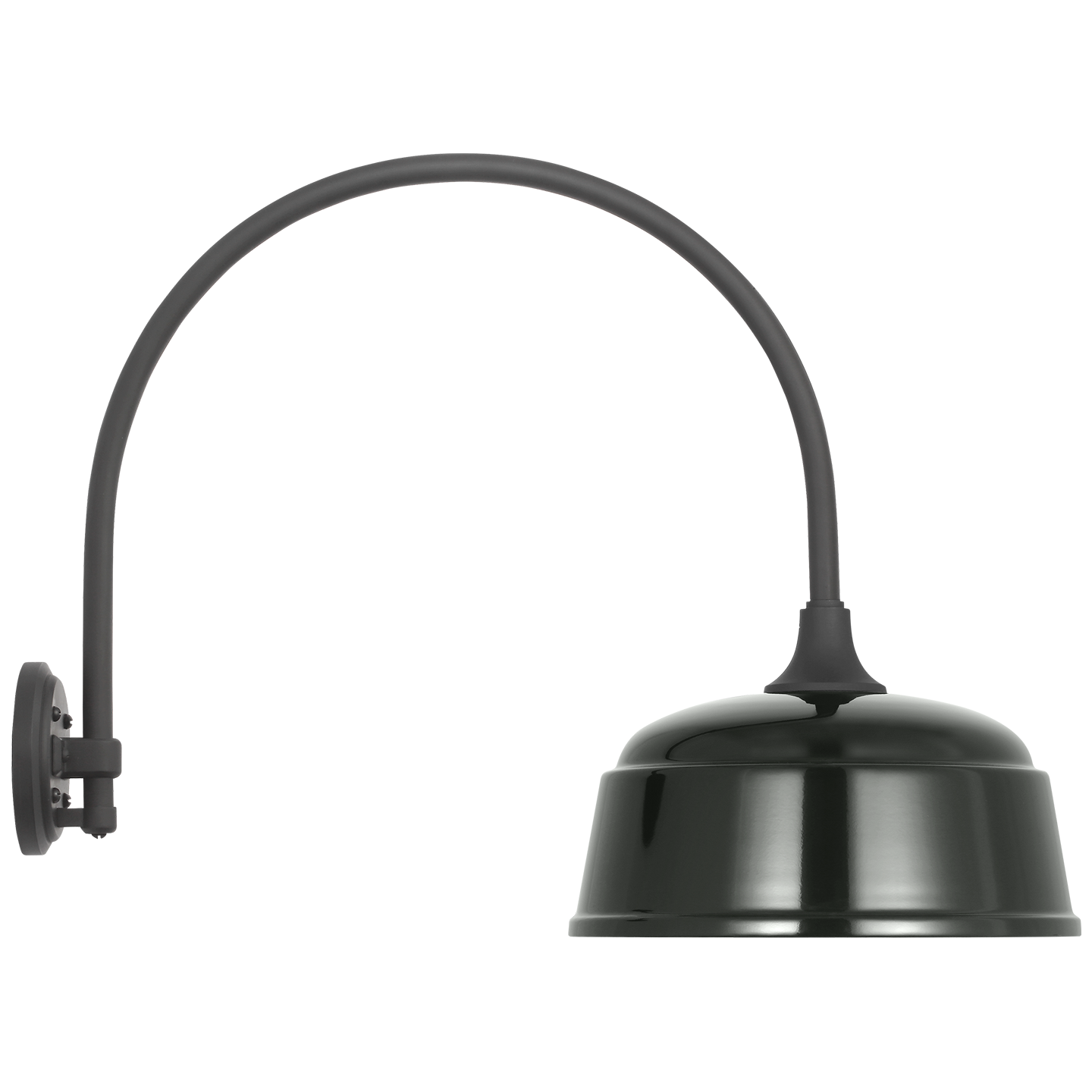 Academy 19.5" Arched Mack Barn Light | Matte Black | 12.5 | 12.5" Green Rockhouse Shade