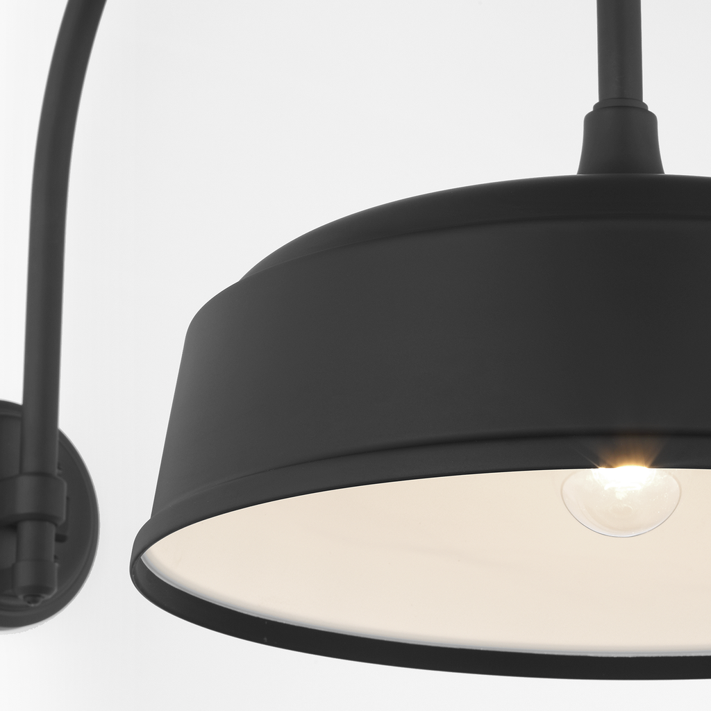 Academy 19.5" Arched Mack Barn Light | Matte Black | 12.5 | 12.5" Matte Black Rockhouse Shade