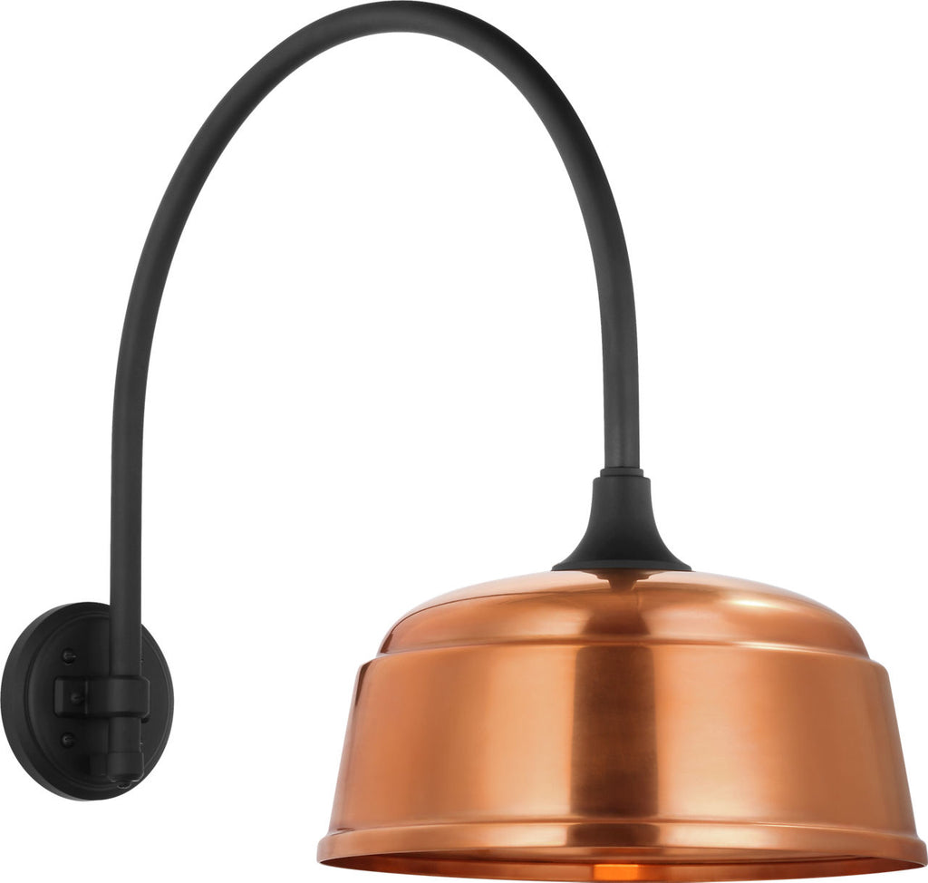 Academy 19.5" Arched Mack Barn Light | Matte Black | 12.5 | 12.5" Soft Copper Rockhouse Shade