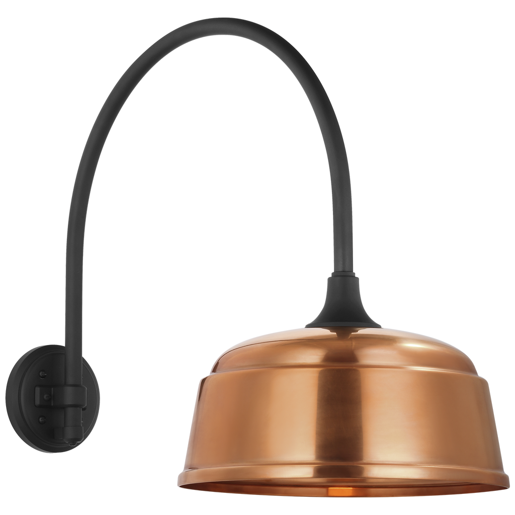 Academy 19.5" Arched Mack Barn Light | Matte Black | 12.5 | 12.5" Soft Copper Rockhouse Shade