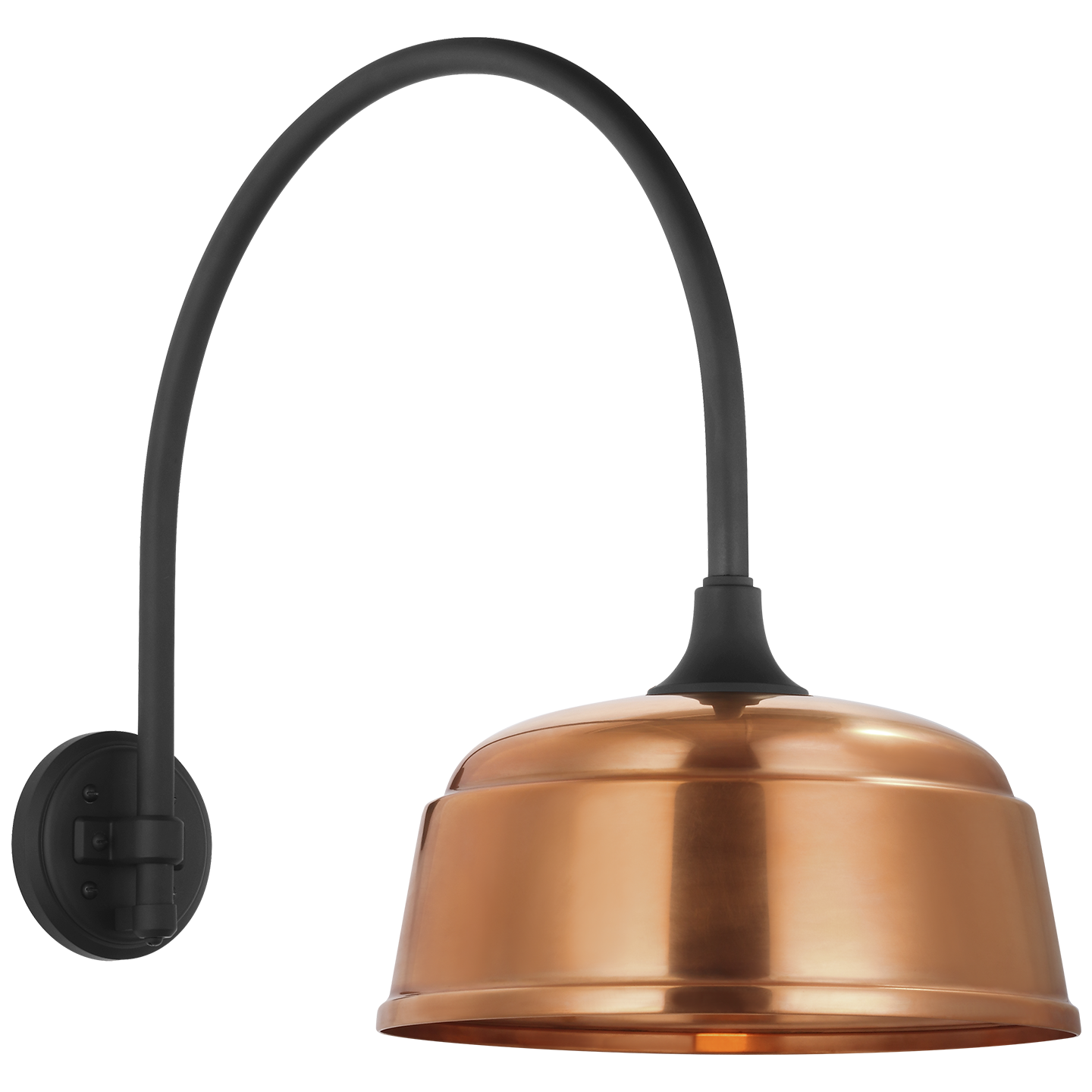 Academy 19.5" Arched Mack Barn Light | Matte Black | 12.5 | 12.5" Soft Copper Rockhouse Shade
