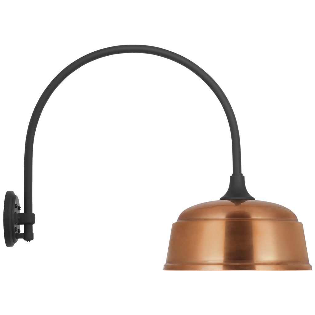 Academy 19.5" Arched Mack Barn Light | Matte Black | 12.5 | 12.5" Soft Copper Rockhouse Shade