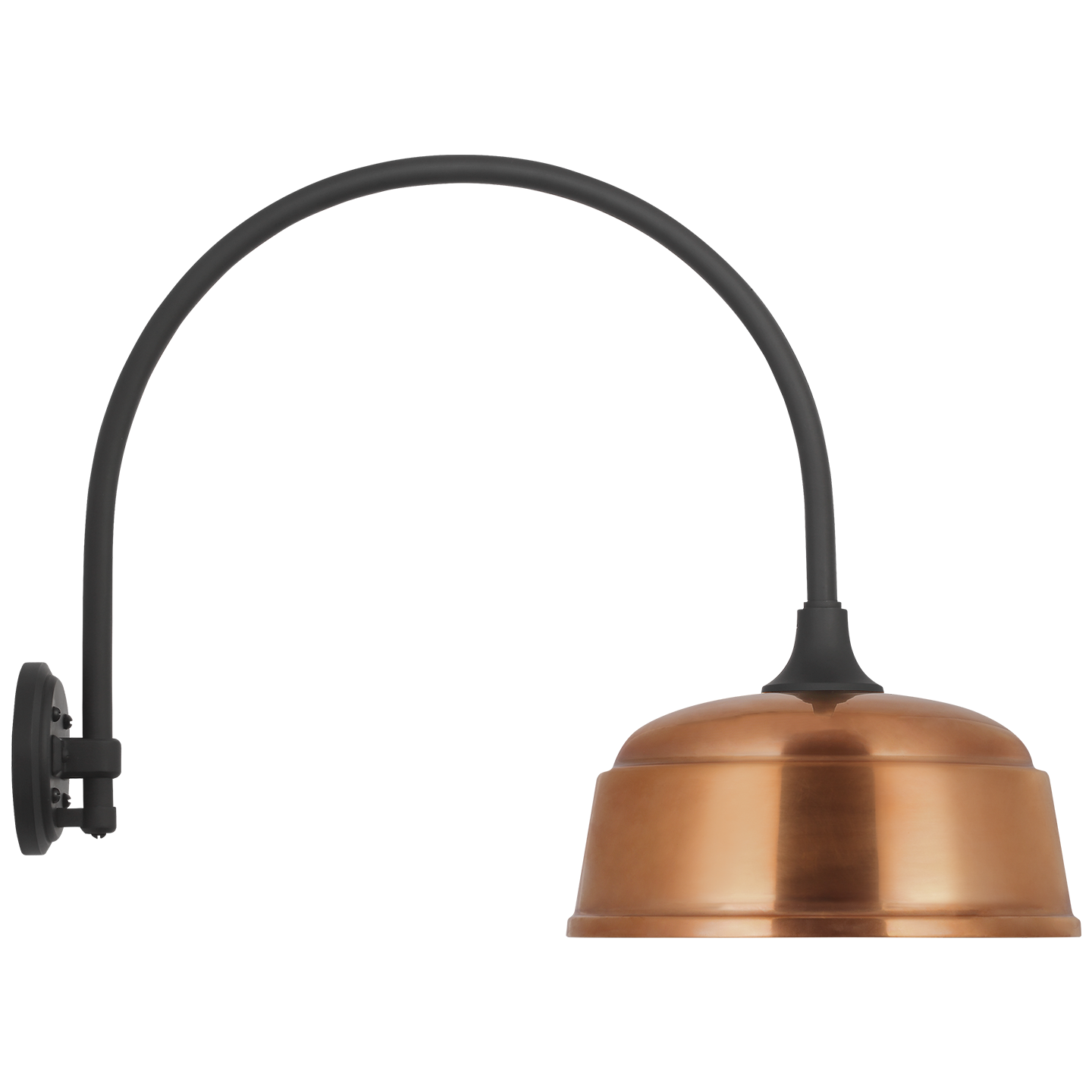 Academy 19.5" Arched Mack Barn Light | Matte Black | 12.5 | 12.5" Soft Copper Rockhouse Shade