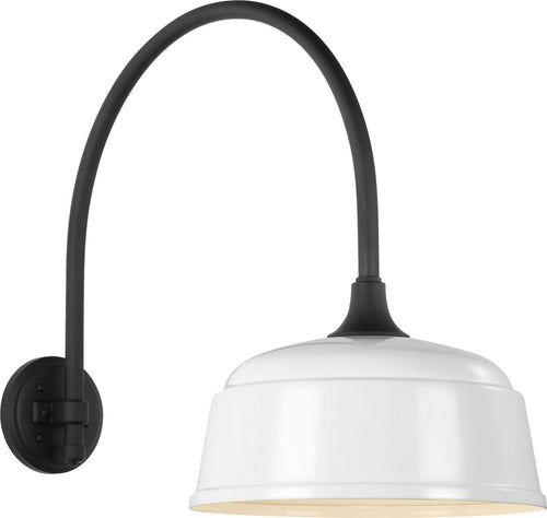 Academy 19.5" Arched Mack Barn Light | Matte Black | 12.5 | 12.5" White Rockhouse Shade