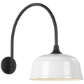 Academy 19.5" Arched Mack Barn Light | Matte Black | 12.5 | 12.5" White Rockhouse Shade