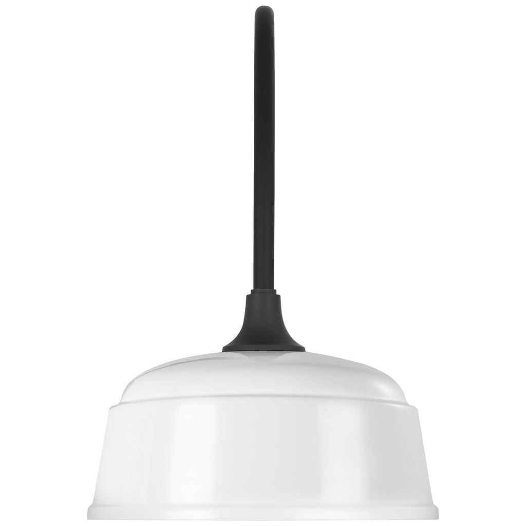 Academy 19.5" Arched Mack Barn Light | Matte Black | 12.5 | 12.5" White Rockhouse Shade