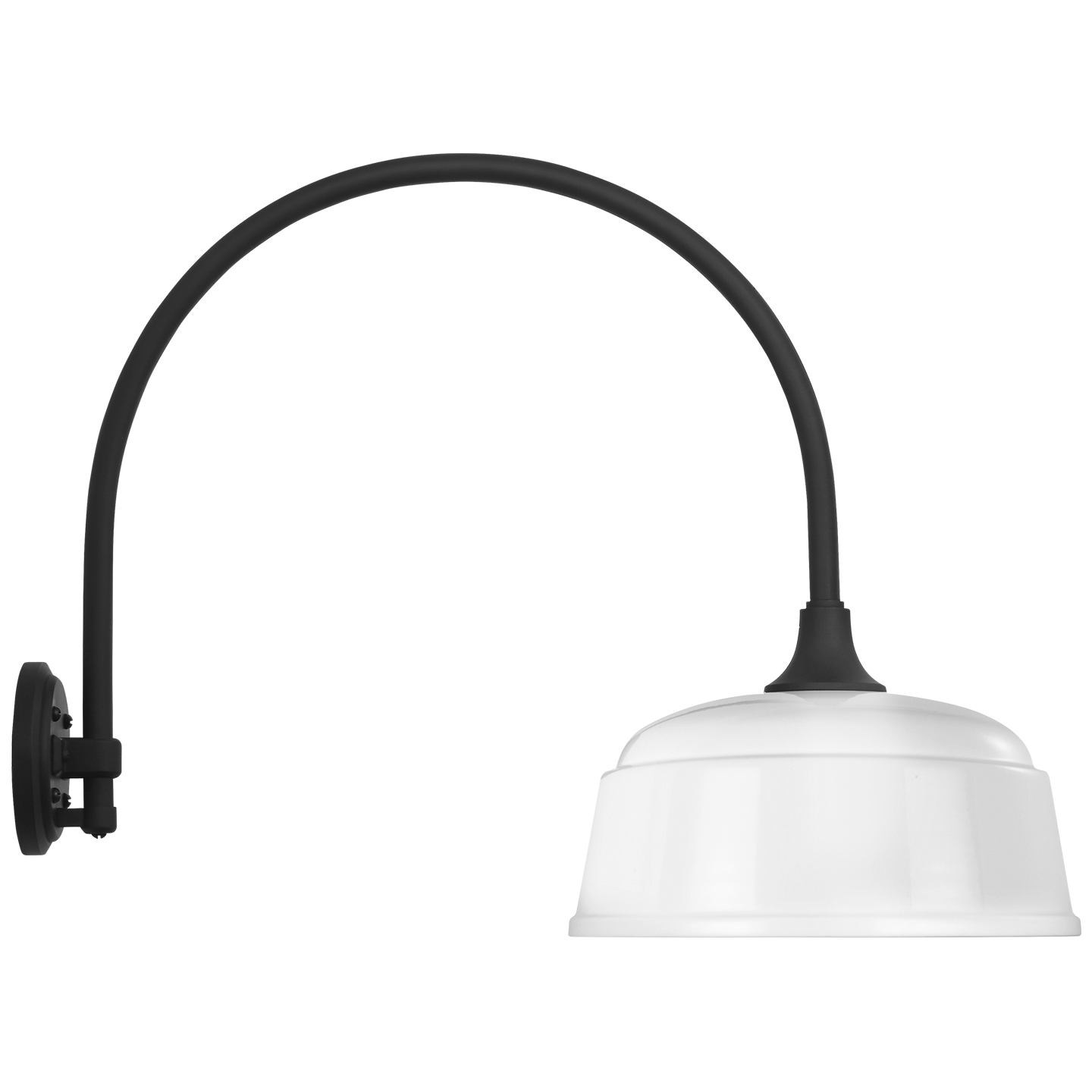 Academy 19.5" Arched Mack Barn Light | Matte Black | 12.5 | 12.5" White Rockhouse Shade