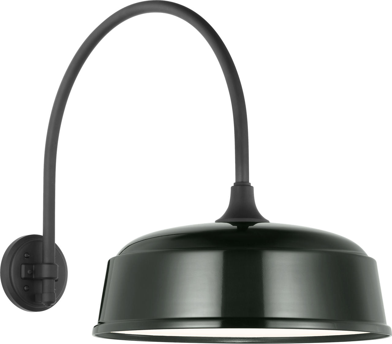 Academy 19.5" Arched Mack Barn Light | Matte Black | 16 | 16" Green Rockhouse Shade