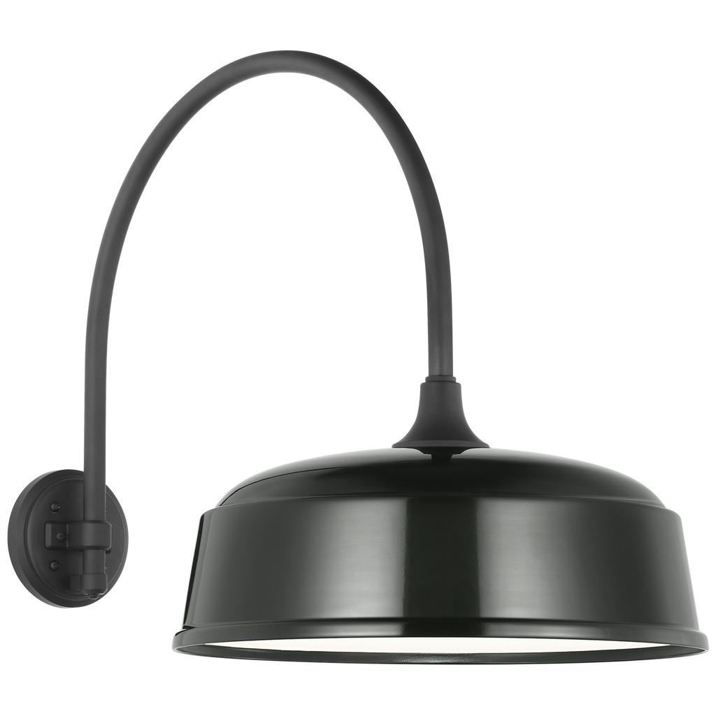Academy 19.5" Arched Mack Barn Light | Matte Black | 16 | 16" Green Rockhouse Shade