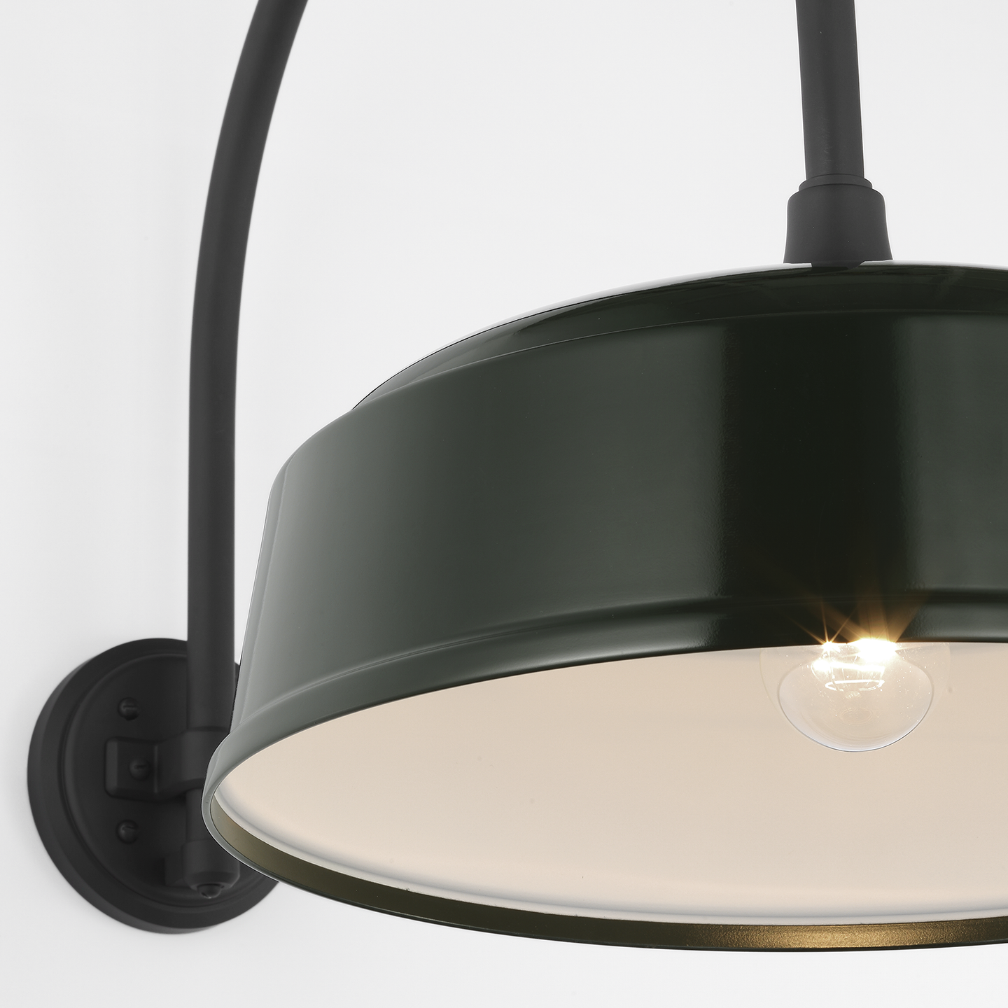 Academy 19.5" Arched Mack Barn Light | Matte Black | 16 | 16" Green Rockhouse Shade