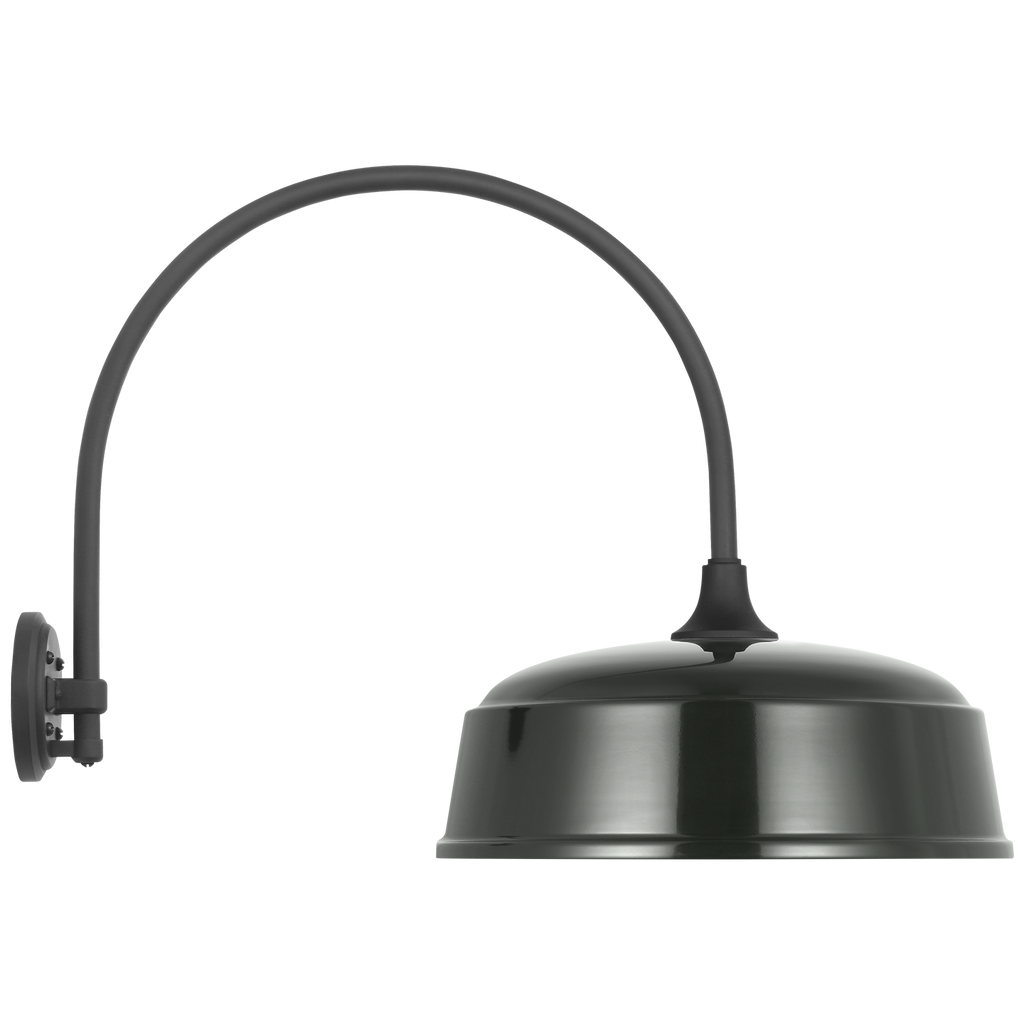 Academy 19.5" Arched Mack Barn Light | Matte Black | 16 | 16" Green Rockhouse Shade
